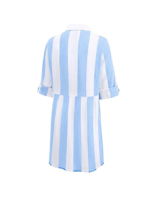 Tommy Bahama Blue/white Detroit Lions Rugby Beach Stripe Button-up Tunic
