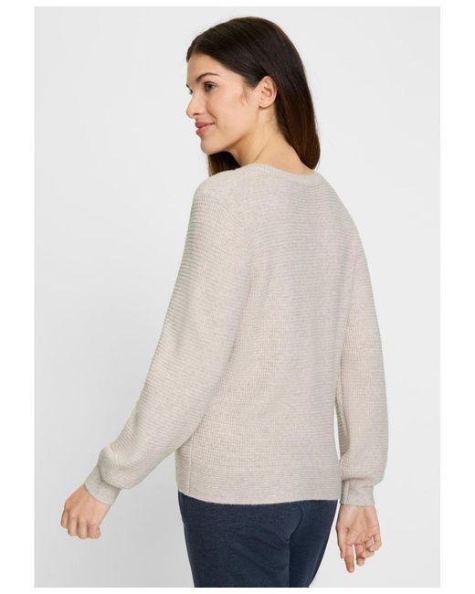 Olsen White Waffle Knit Pullover