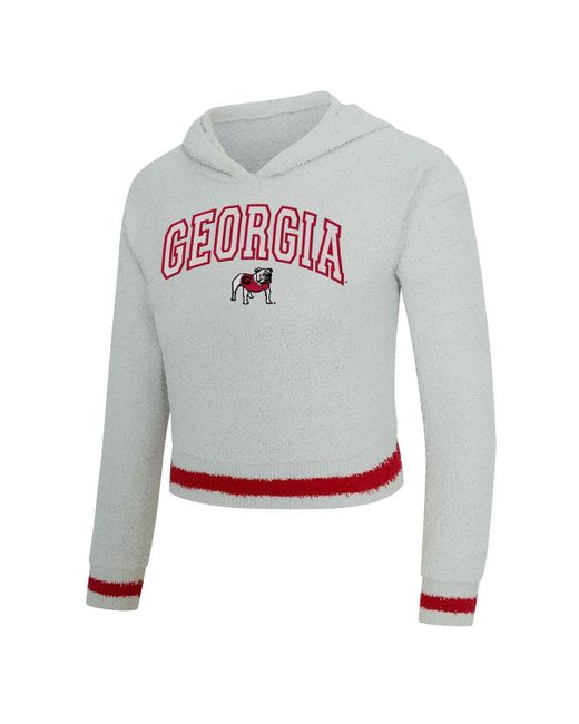 Concepts Sport White 2-piece Gray/red Georgia Bulldogs Whitley Long Sleeve Hoodie Top And Shorts Set