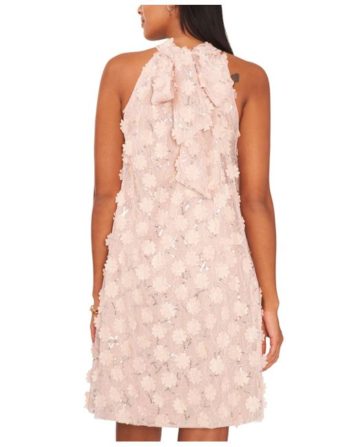 Msk Pink Sequin Sleeveless A-line Short Dress