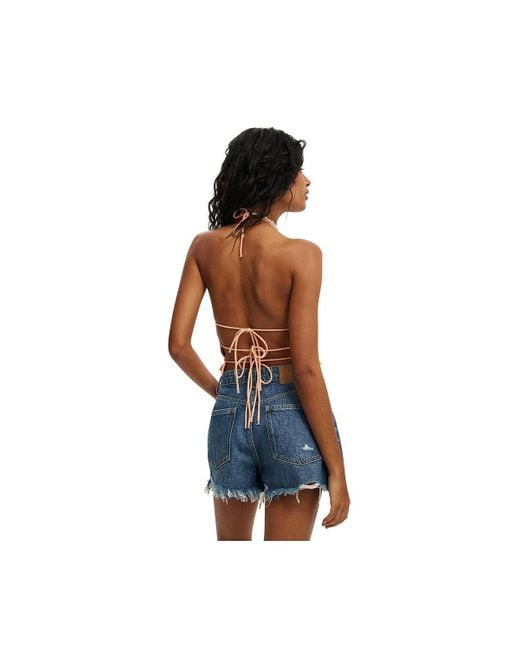 Cotton On Blue Multi Frill Detail Halter Top