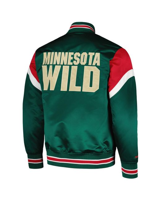 Mitchell & Ness Green Minnesota Wild Midweight Satin Full-snap Jacket for men