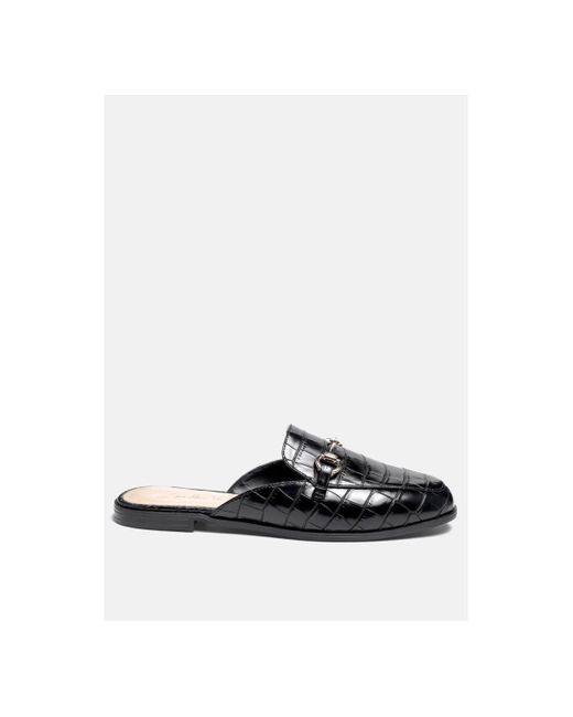 LONDON RAG Black Begonia Buckled Faux Leather Mules