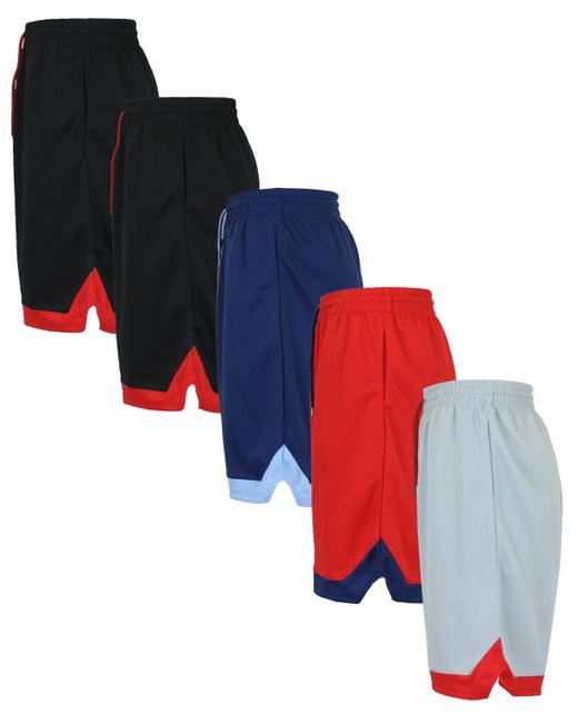 Galaxy By Harvic Red 5-pack Lightweight Breathable Moisture Wicking Mesh Shorts for men