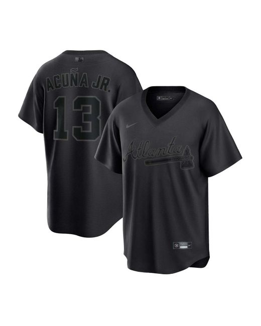 Nike Synthetic Ronald Acuna Jr. Black Atlanta Braves Pitch Black
