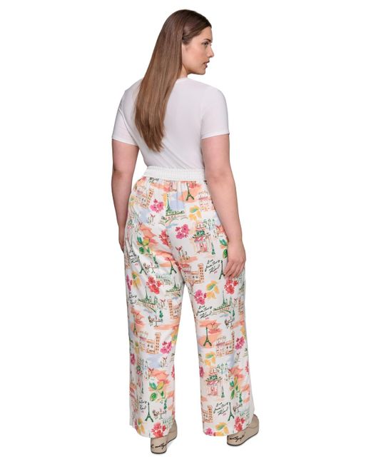 Karl Lagerfeld Multicolor Plus Size Conversational Soft Pants
