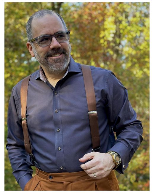 Trafalgar Brown Dutton Solid Color Silk Button End Suspenders for men