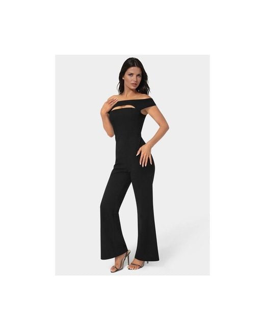 Bebe White Off The Shoulder Cut Out Wide Leg Jumpsuit