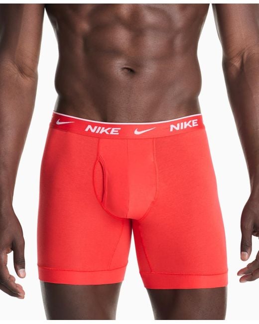 Nike Red 3-pack Dri-fit Essential Cotton Stretch Boxer Briefs for men