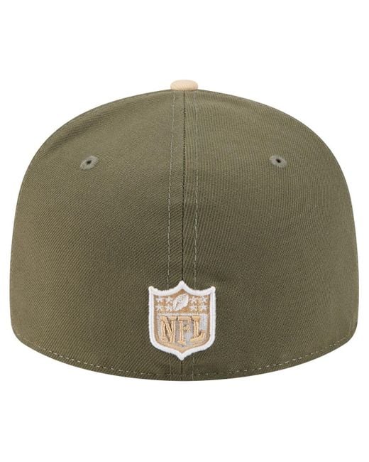 KTZ Natural Â Light Beige/olive Kansas City Chiefs Two-tone Color Pack Split Panel 59fifty Fitted Hat for men