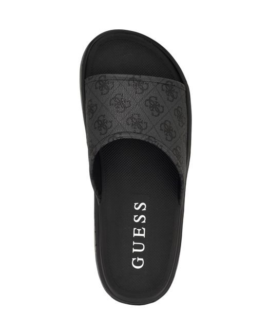 Guess Black Magaria Branded Elevated Pool Slides for men