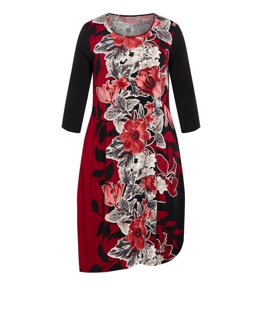 Avenue Red Plus Size Chelsea Placement Dress