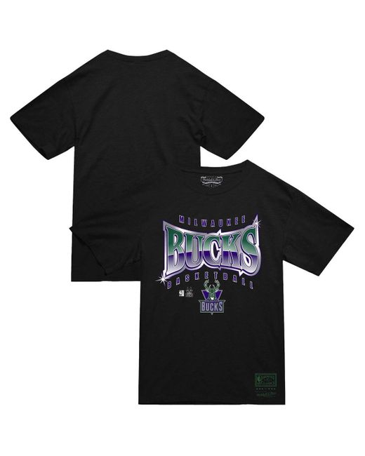 Mitchell & Ness Black Milwaukee Bucks Worldwide Collection Glow Up T-shirt for men