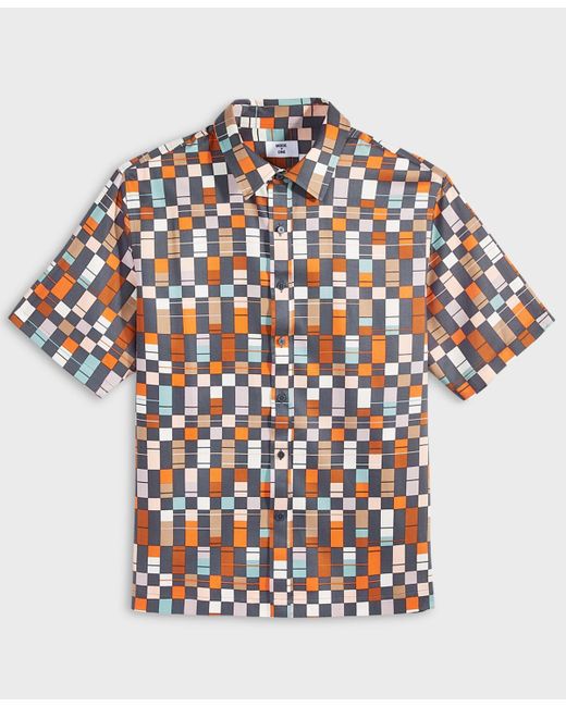 Mode Of One Multicolor Retro Check Short-sleeve Button-front Shirt for men