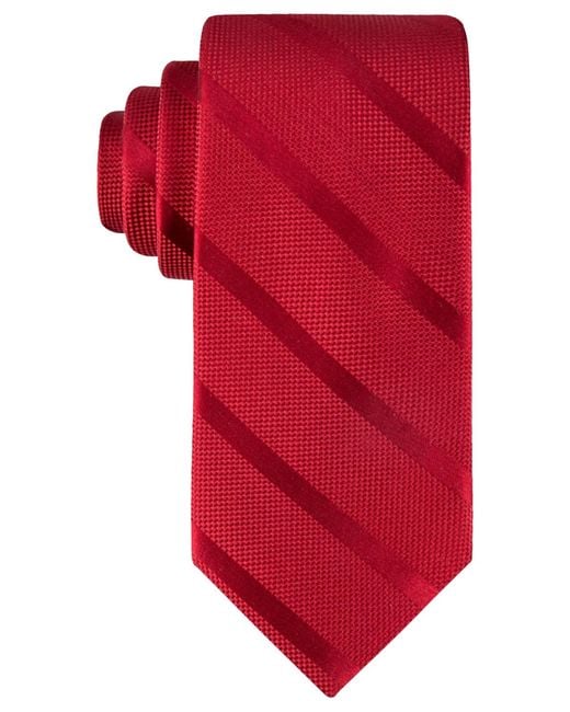 Tommy Hilfiger Red Solid Textu Stripe Tie for men