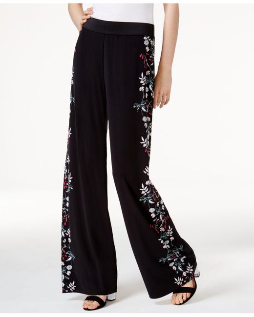 Alfani Petite Printed Palazzo Pants, Created For Macy's in Black