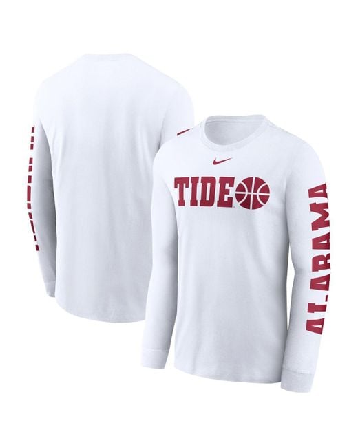 Nike White Alabama Crimson Tide Basketball Icon Two-hit Long Sleeve T-shirt for men