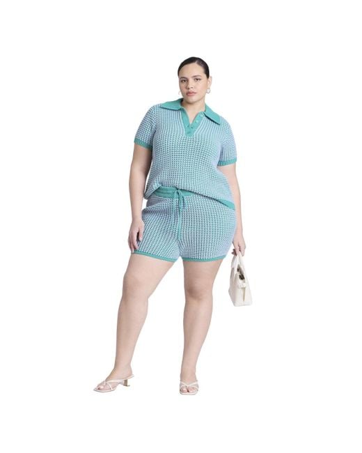 Eloquii Blue Plus Size Knitted Short