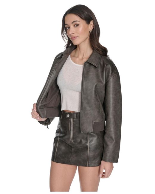 Levi's Gray Regular Faux Leather Bomber Jacket