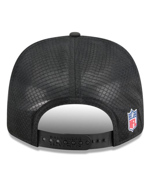 KTZ Black Baltimore Ravens 2025 Sideline 9seventy Trucker Adjustable Hat for men
