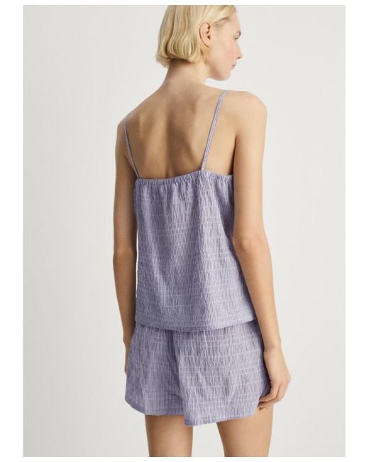 Mango Purple 2-piece Seersucker Stripe Cotton Pajama Set