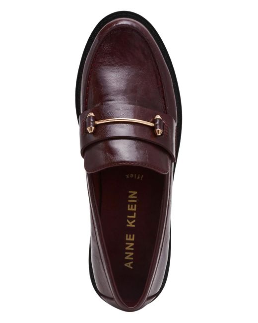 Anne Klein Brown Emme Lug Sole Loafers