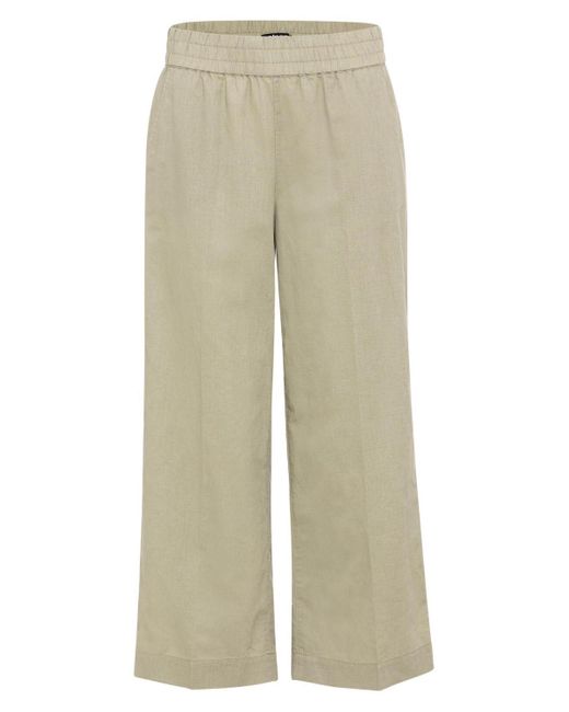 Olsen Natural Anna Fit Wide Leg Cotton Linen Pull-on Culottes