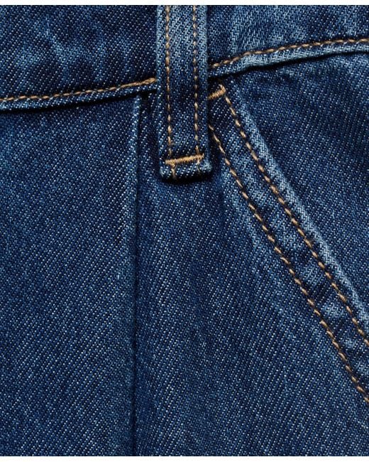 Mango Blue Wide Leg Pleated Jeans