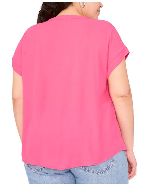 Vince Camuto Red Plus Size Lace-up Short-sleeve Top