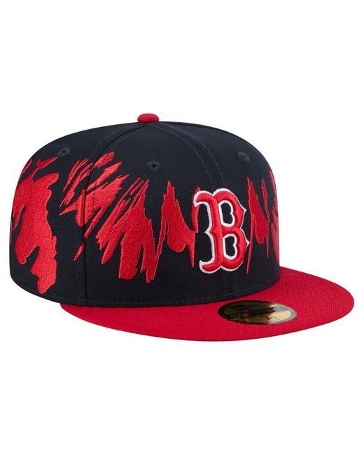 KTZ Navy/red Boston Red Sox Retro Pattern 59fifty Fitted Hat for men