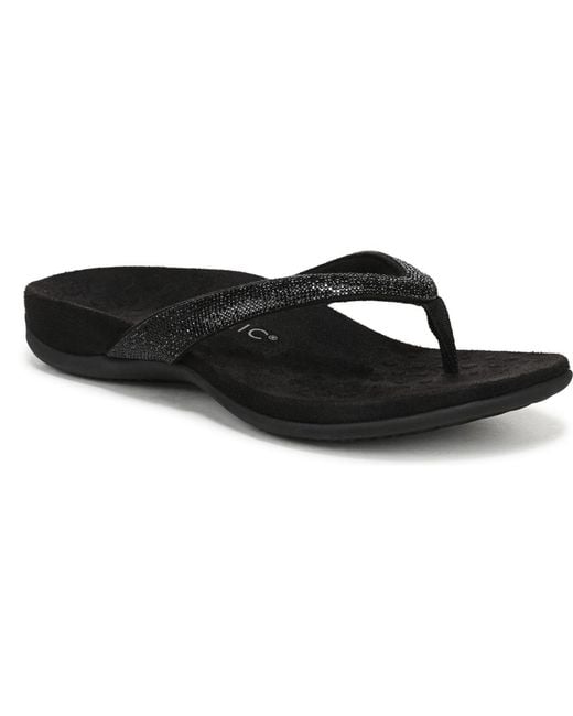 Vionic Black Dillon Shine Thong Sandals