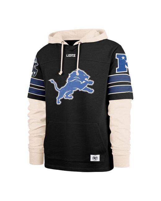 '47 Black Detroit Lions Split Zone Cornerback Duo Hoodie for men