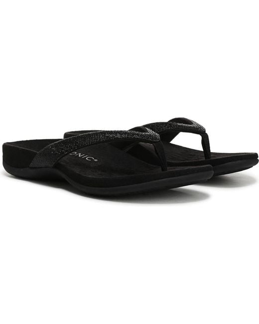 Vionic Black Dillon Shine Thong Sandals