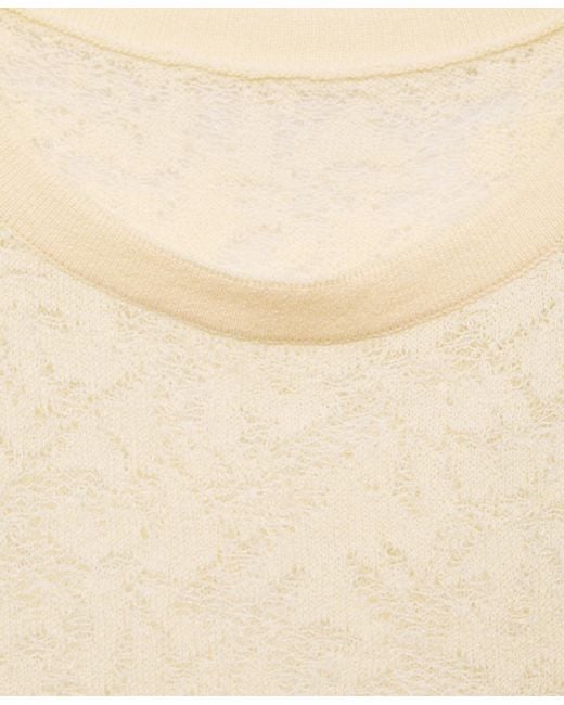 Mango White Openwork Knit Top