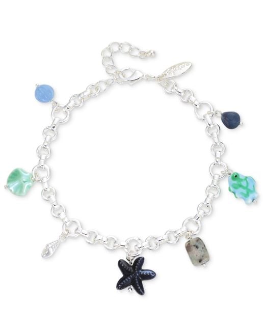 Style & Co. Blue Mixed Bead & Stone Sea Charm Anklet