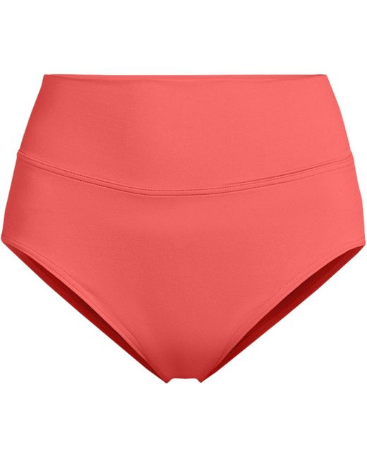 Lands' End Red Chlorine Resistant Pinchless High Waisted Bikini Bottoms