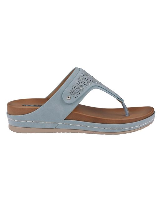 Gc Shoes Blue Tani Thong Wedge Sandals