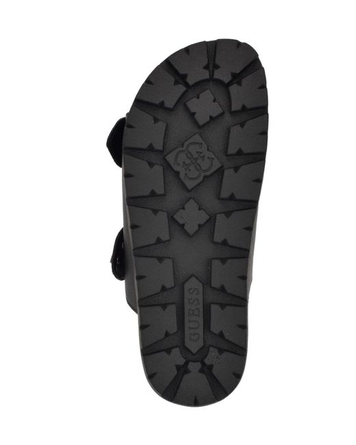 Guess Black Fasten Double-buckle Footbed Sandals