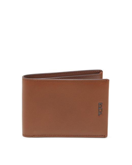 Tumi Brown Nassau Double Billfold Leather Wallet for men