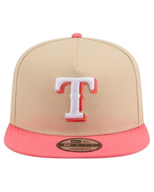 KTZ Pink Light Beige/coral Texas Rangers Color Pack A-frame 9fifty Snapback Hat for men