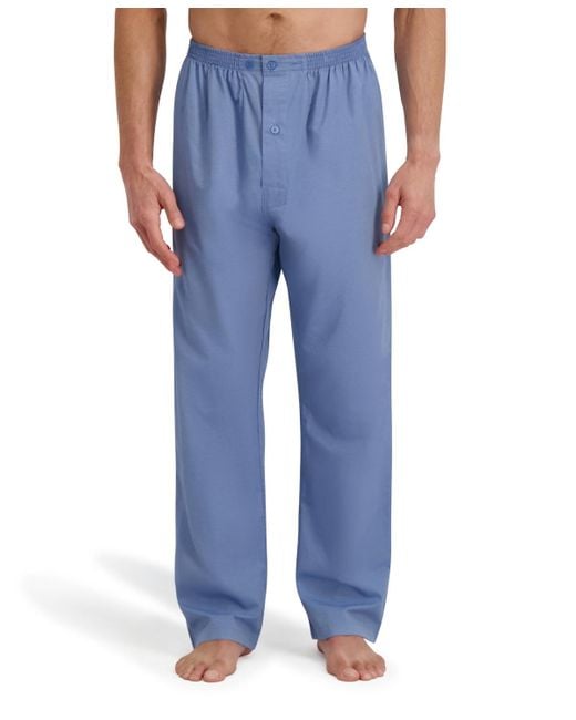 Hanes Blue Woven Button Down Pajama Sleep Set for men