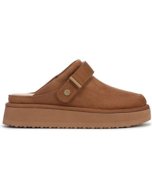 Dr. Scholls Brown Chill Time Round Toe Platform Mules