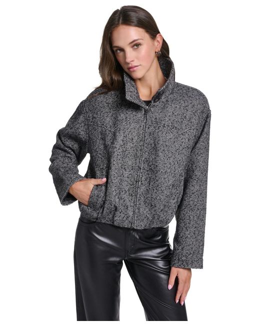 Levi's Gray Herringbone Bubble-hem Bomber Jacket
