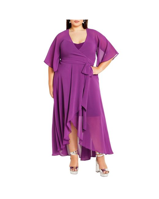 City Chic Purple Plus Size Enthrall Me Wrap Maxi Dress