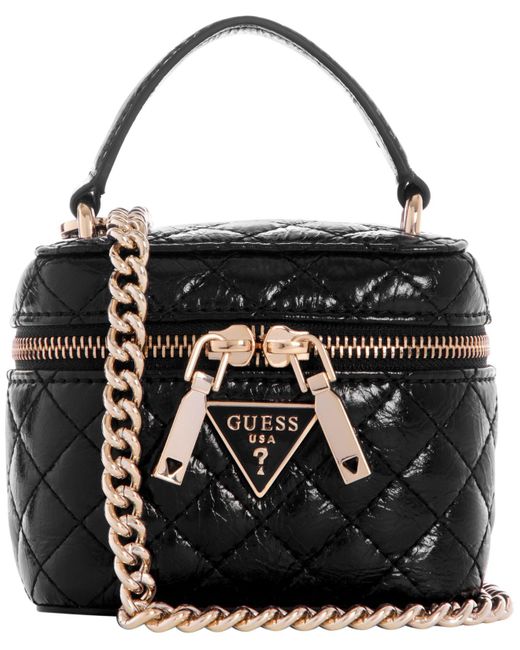 Guess Spark Mini Quilted Cannister Crossbody in Black | Lyst