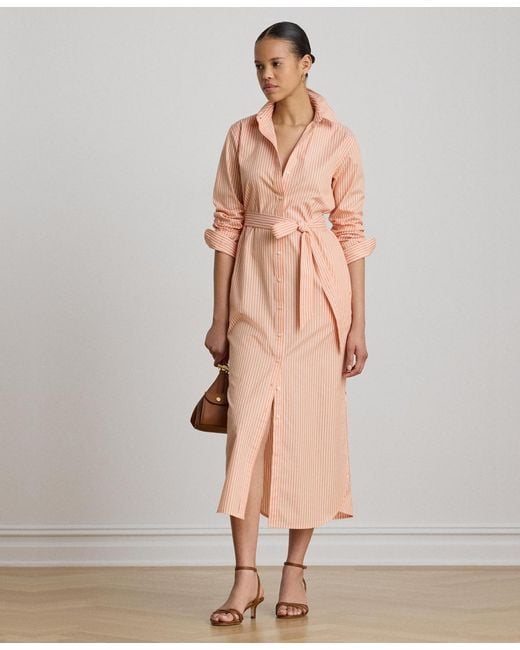 ralph lauren pinstripe shirt dress Ralph Lauren Striped Cotton Shirt Dress