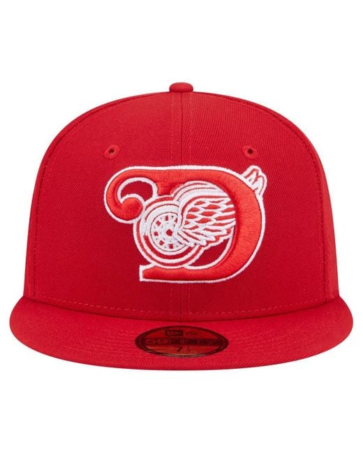 KTZ Red Detroit Wings Deceptor 59fifty Fitted Hat for men