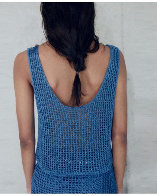Mango Blue Knitted Crop Top