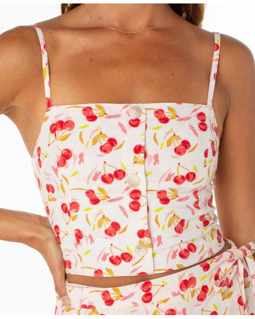 Roxy Pink Island Sun Square Neck Top