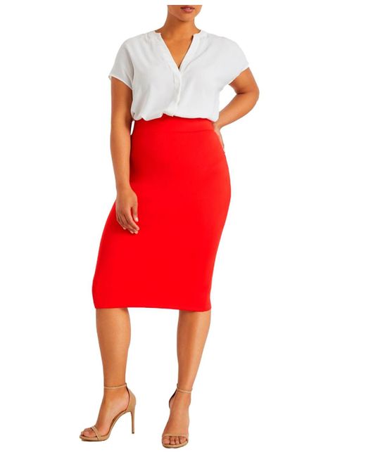 Eloquii Red Plus Size Neoprene Pencil Skirt